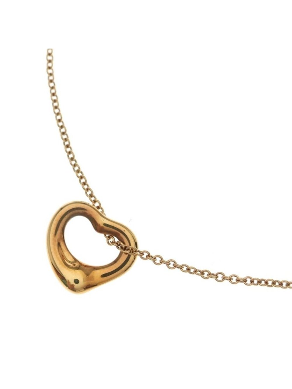 Tiffany & Co Open Heart Pendant Chain Yellow Gold Necklace